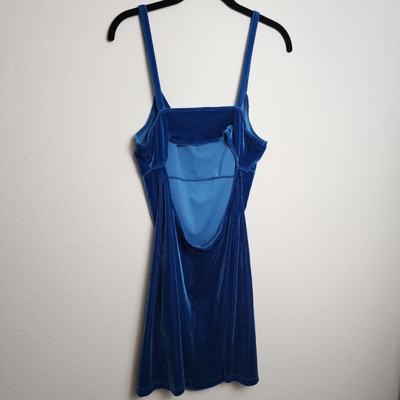Vintage 90's Blue Crushed Velvet Open Back Dress - Picture 6 of 7